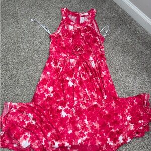 Calvin Klein Girls' Hot Pink Floral Maxi Dress